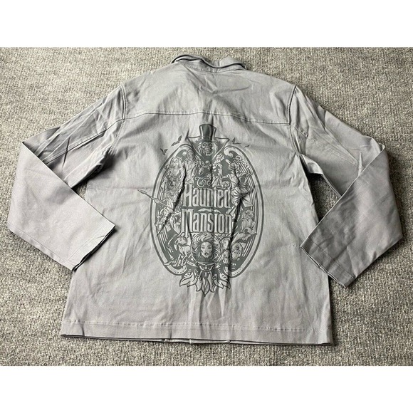 Disney Parks Shirt Jacket Mens Medium Gray Haunted Mansion Madame Leota Canvas - Picture 2 of 11